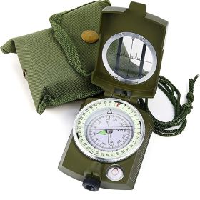 Military Lensatic Sighting Compass; Survival Tactical Backpacking Compact; Handheld Gear With Carry Bag; Waterproof Compass For Hiking Camping Huntin