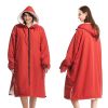 Mutao Waterproof Quick Dry Changing Robe; Long Sleeve Outdoor Windproof Changing Robe With Fleece Lining And Hooded For Swimming Surfing Diving Campi