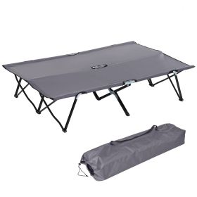 2 Person Folding Camping Cot for Adults, 50" Extra Wide Outdoor Portable Sleeping Cot with Carry Bag, Beach Hiking