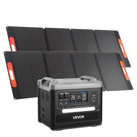 Portable Power Station, 2400W Portable Solar Generator with 2PCS * 200W Foldable Solar Panels, 2160Wh Expandable LiFePO4 Battery Backup with 10 Outpu