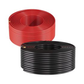 Solar Panel Wire, 100 ft Black + 100 ft Red Kit, 10 AWG (6 mm²) Solar Panel Extension Cable, PV Tinned Copper Wire, for Outdoor Home Off-Grid Photovo