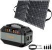GOFORT 330W Portable Power Station;  299Wh Solar Generator Backup Power Compatible with 100W 18V Portable Solar Panel;  Foldable Solar Charger with U