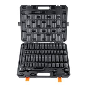 1/2" Drive Impact Socket Set, 65 Piece Socket Set SAE 3/8" to 1-1/4" and Metric 10-24mm, 6 Point Cr-V Alloy Steel for Auto Repair, Rugged Constructio