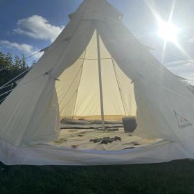 Bell Tent 4 Season 9.85ft Glamping Tent, Hot Tent,Ideal for Family Camping, Hiking,Canvas Tent with Aluminum Pole. Support Camouflage Fabric Customiz