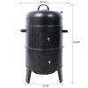 Charcoal Smoker Grill Wood Smoker Grills Outdoor Cooking 16 Inch Vertical Smoker Portable BBQ Grill for Camping, Black