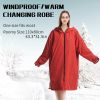 Mutao Waterproof Quick Dry Changing Robe; Long Sleeve Outdoor Windproof Changing Robe With Fleece Lining And Hooded For Swimming Surfing Diving Campi