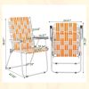 Set of 2 Webbed Folding Beach Chairs, Outdoor Patio Lawn Foldable Chairs for Camping Fishing Yard Poolside BBQ, Orange & White