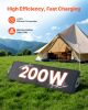 200W Foldable Solar Panel, 24% High-Efficiency Portable Monocrystalline Solar Panel Charger with MC4 Output, USB-A, Type-C & DC Ports, IP67 Waterproo