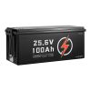24V 100Ah LiFePO4 Lithium Battery, Bluetooth, Deep Cycle Lithium Rechargeable Battery, Built-in 50A BMS, Low Temp Protection, 4000+ Cycles, Max. 2560