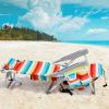 63*65*82cm Short Oxford Cloth Silver White Aluminum Tube Bearing 100kg Beach Chair Rainbow Stripes