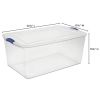 (2 pack) 105 Quart Latch Box, Clear Plastic Storage Bin with Clear Lid, Blue Latch