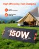 150W Foldable Monocrystalline Solar Panel, 23% Efficiency Portable ETFE Mono Solar Panel Charger with MC4 Output, Type-C, QC3.0 USB & DC Ports, IP67