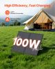 100W Foldable Solar Panel with Frame, 16BB N-Type Portable Monocrystalline Solar Panel Charger 24% Efficiency, IP67 Waterproof with 30A PWM Controlle