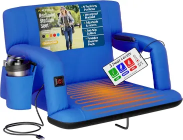 Alpcour Heated Reclining Stadium Seat For Bleachers With Back Support (Option: RoyalBlue-25Wide)
