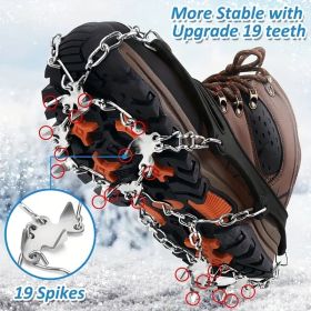 Shoe Ice Claws, Traction Shoe Nails, Ice and Snow Grip Straps with 19 Stainless Steel Nails, Shoe Claws Anti-Slip Boot Nails, Suitable for Walking, J (Model: M)