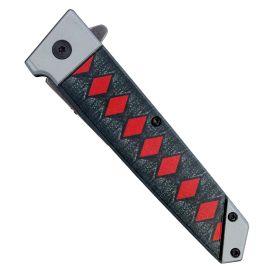 9" Spring Assisted Anime Knife with Tanto Blade (Color: Red and Black)